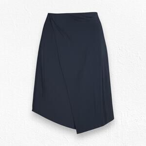 Vince Black Asymmetric Midi Drape Office Minimalist Wrap Chic Skirt Size 2 NWT